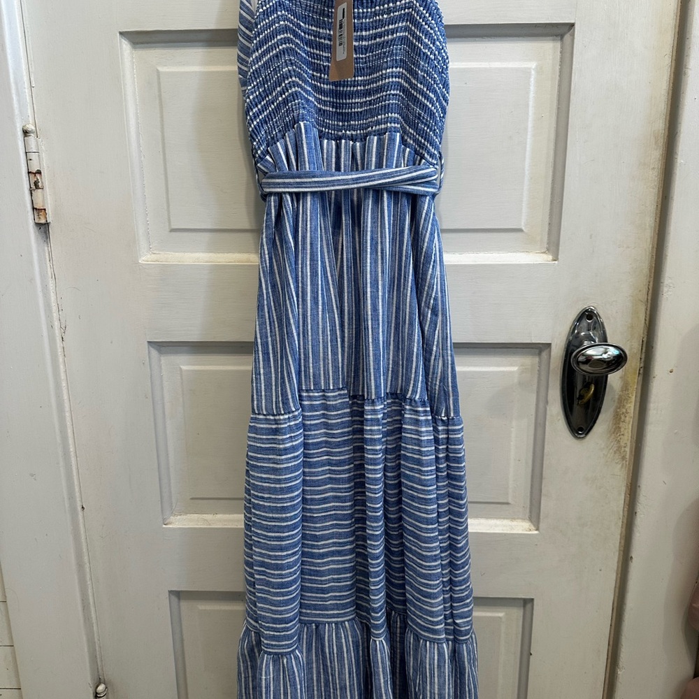 Gilli Light Blue and White Striped Maxi Dress - Picture 3 of 4